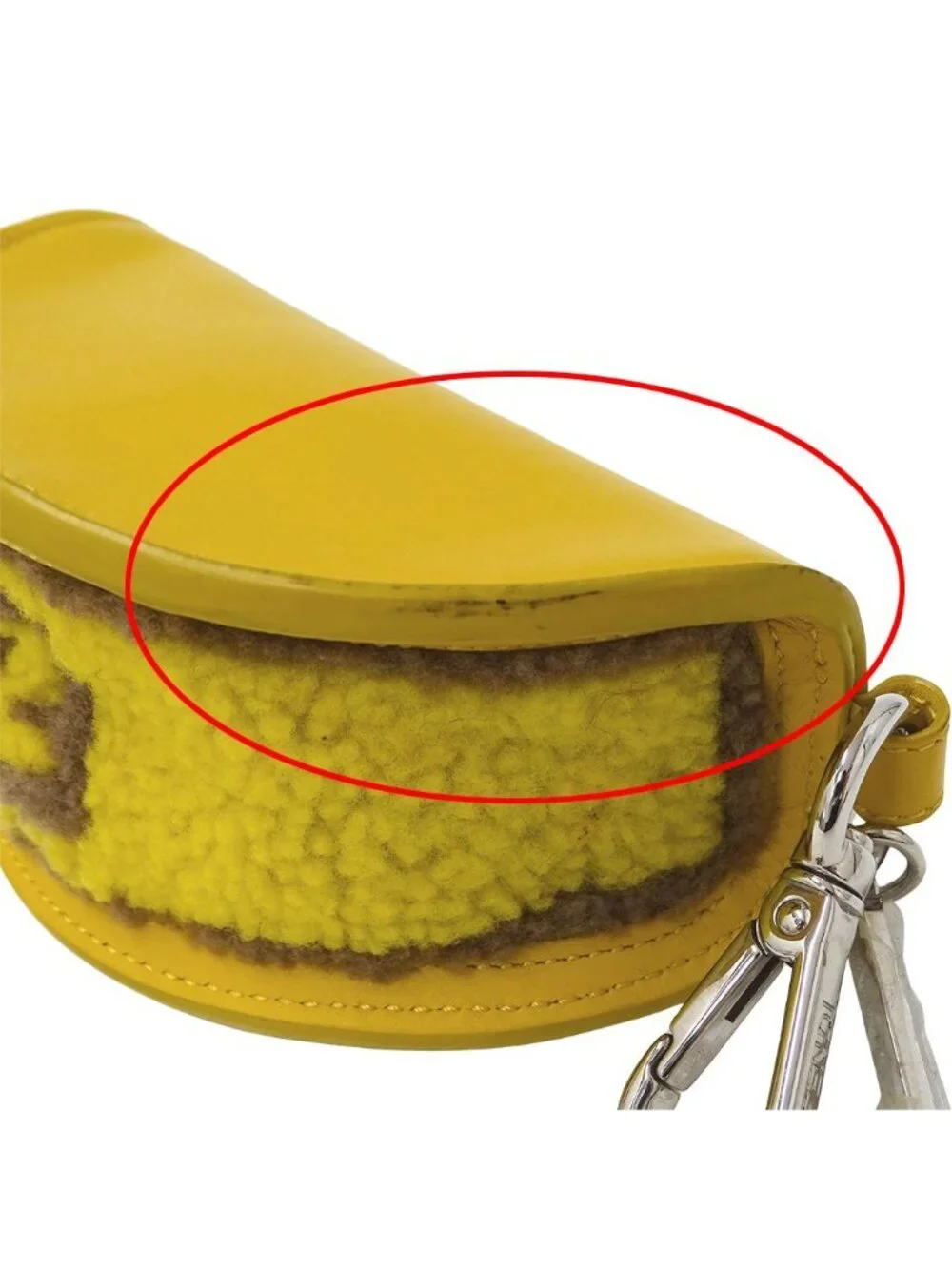 Fendi Pouch Leather Wool Yellow Taco Motif